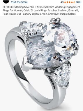 Sterling Silver Pear-Cut CZ 3-Stone Ring in White